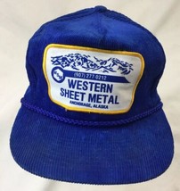 Alaska Western Sheet Metal Blue Hat Baseball Cap Corduroy Adjustable Otto - £18.91 GBP