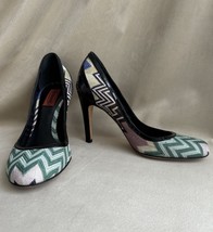 Missoni Chevron Knit Patent Leather heels 36.5 Green Purple Shoes - $1,205.16 MXN