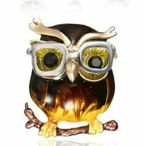 Stunning Diamonte Gold Plated Vintage Look Night Owl Christmas Brooch PIN B32 - £12.94 GBP