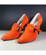 PREEN Thornton Bregazzi Red Coral Suede w/Gold HW Nolan Pumps Size 39 in... - $61.54 CAD