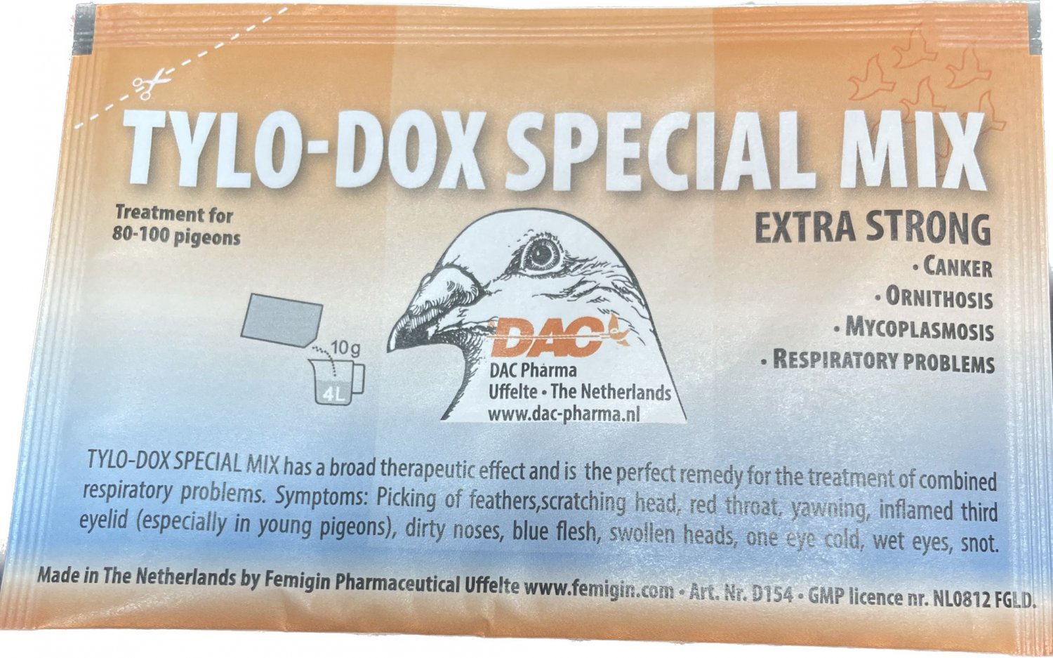 DAC Tylo-Dox Special Mix 10g Extra Strong For Pigeons and Birds