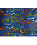 Sea life Fish Sharks Seahorse Fabric Print 46&quot; W X 1 yd seersucker waffl... - £8.59 GBP
