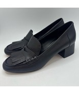 Michael Kors Black The Declan Penny Loafer Fringe Stacked Heel Shoes Siz... - $742.77 MXN
