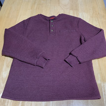 COLEMAN MENS sweater M MAROON PORT SHERPA LINED HENLEY - $15.84