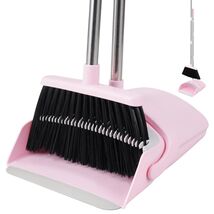 Elegant Pink Broom &amp; Dustpan Set - Adjustable 52” Handle for Effortless ... - $44.50
