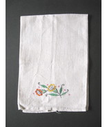Tea Towel with Hand Embroidered Flowers - Hand Embroidered Flowers Tea T... - $14.99