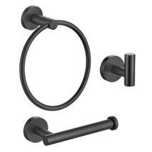 Matte Black Towel Ring Toilet Paper Holder Towel Hook 3-Pieces Bathroom Towel Ho - $35.99