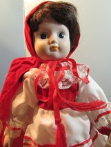 14&quot; Collectible Porcelain Little Red Riding Hood Doll W/BASKET - £16.18 GBP