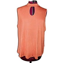 Extra Touch Top Orange Women Sleeveless Plus Size 2X Keyhole Neck - $23.76