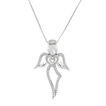 ForeverMine 0.10 ct Round Diamond Two-Tone Angel Pendant Necklace Women Day Gift - £43.37 GBP
