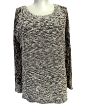 Escio Black/ beige knit Lace Sleeve Sweater Top Womens size M - £14.84 GBP