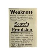 Scott&#39;s Emulsion Weakness Medicine 1894 Advertisement Victorian Medical ... - $27.90 CAD