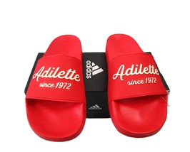adidas Adilette Shower Slides Sandal, Vivid Red w Wonder White, U.S. Men&#39;s Sz 12 - £15.51 GBP