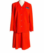 Vtg Butte Knit Womens 2 Piece Red Suit Jacket Pleated Skirt Size S/M? Mo... - $42.56