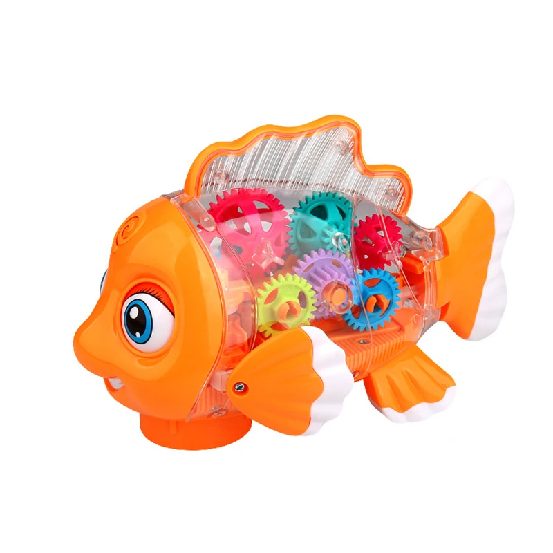 Funny Electric Transparent Gear Clownfish Walking Lights Music Electronic - £15.14 GBP