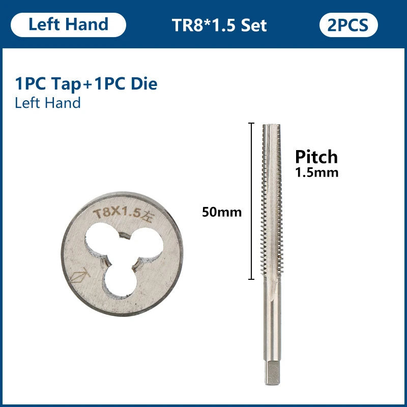 2pcs Metric Trapezoidal Thread Tap And Die Set Left Hand Metric Screw Ta... - $364.16