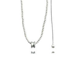 Sterling Silver Small Waisted Pearl Necklace - $99.00