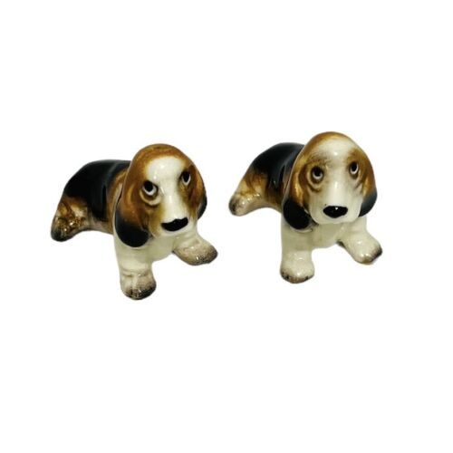 Vintage Hagen Renaker Bassett Hound Puppy Dog Pair Ceramic Animal Miniature 1.5" - £13.42 GBP
