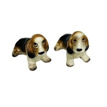Vintage Hagen Renaker Bassett Hound Puppy Dog Pair Ceramic Animal Miniature 1.5&quot; - £13.36 GBP