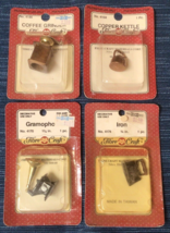 Vtg Fibre Craft Miniatures Lot Of 4 Nos Iron Copper Kettle Coffee Grinder 935A - £17.54 GBP