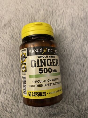 Mason Natural Ginger 500mg Capsules Herbal Supplement Healthy Circulation 60 Ct - $12.00