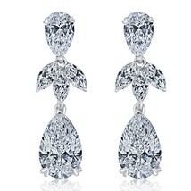 4.80 TCW IGI Pear Brilliant Cut Lab Grown Diamond Dangle Earrings 14k Gold - £2,625.35 GBP