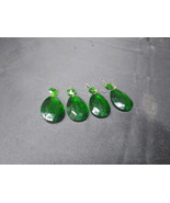 4 Vintage Emerald Green Glass Teardrop Crystal Prism Lamp Chandelier Par... - €24,18 EUR