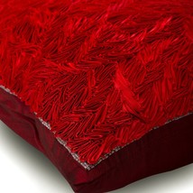 Red Hot Satin Ribbon, Red Art Silk 16&quot;x16&quot; Decorative Pillow Covers - £34.26 GBP+