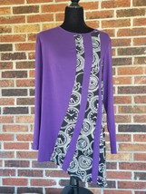 Hua Lan Women&#39;s Tunic Top - Purple, Black, White Watch Design - Size XL - £12.04 GBP