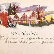 1920s Greeting Card Postcard A New Years Wish Winter Holiday Ephemera E83C - $19.99