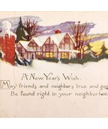 1920s Greeting Card Postcard A New Years Wish Winter Holiday Ephemera E83C - $27.43 CAD