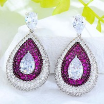 Red Carpet Famous Brand Waterdrop Earrings For Women BOHO Crystal CZ Drop Earrin - £42.72 GBP