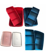 2 Stow N Go Container 767 768 Sheer Lids 769 Vintage Tupperware Red Blue... - $681.42 MXN