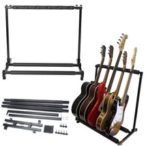New Adjustable 5 Five Multiple Guitar Bass Stand Holder Stage Folding Multi Rack - £43.25 GBP