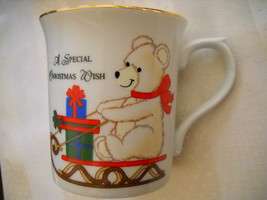 * A Special Christmas Wish Teddy Bear Sleigh Papel Fine China Holiday Cup  - £8.01 GBP