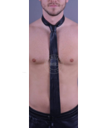 MR. RIEGILLIO Classic Black Leather Tie - £36.91 GBP
