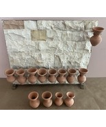 Vintage Jewish Stone Of Jerusalem Israel Menorah W/ 13 Clay Cups &amp; Coppe... - $2,737.08 MXN