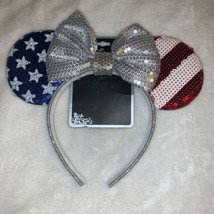 One Size Disney Minnie Mouse Ears Headband Patriotic American Flag Hot T... - $22.00
