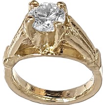 14K Gold Synthetic April Birthstone Baby Ring Charm - £31.96 GBP