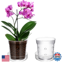 Baderke 1PC Orchid Pot w/ Drainage Holes &amp; Tray Transparent Glass Planter - $46.48