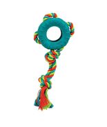 Colorful Tire Tug Dog Toy 10&quot; Rope Tough Rubber Textured Gum Massage Tos... - $24.38 CAD+