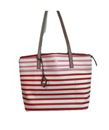 Kate Spade Patrice Tropical Stripe Tote Pink Peach Coral White Leather - $94.78 CAD