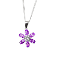 Amethyst Necklace Natural Amethyst Pendant Necklace Amethyst Flower Pendant - £27.53 GBP+