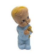 Vintage 1960s Kitchy Rubber Squeak Toy Boy With Teddy Bear &amp; Pajamas - $33.22 CAD