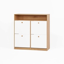 Natural Particle Board Entryway Shoe Cabinet with 4 Flip Drawers - $2,603.17 MXN