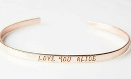 14K Rose Gold Finish Custom Cuff Bracelet Gift For Her Anniversary Gift - £127.04 GBP