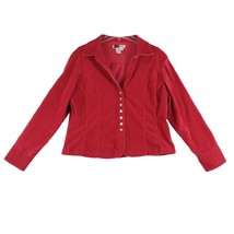 Vintage LIVE A LITTLE Women&#39;s XL Red Corduroy Blazer Jacket Stretch Snap... - $33.87