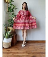 Authentic  Print Multi Kaftan For Dress Winter Fall Bridesmaid Dress Bea... - $39.99