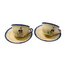 Cancale Commune Teacups Saucers Lot 2  France Pornic Pottery Brittany Vt... - $64.30