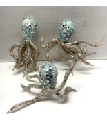 Christmas Glitter Set of 3 Octopus 8&quot; Tall Poseable Ornaments - $27.47 CAD